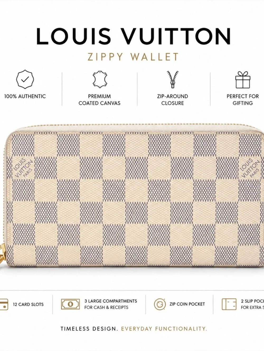 Louis Vuitton Damier Azur Zippy Long Wallet Pink Interior